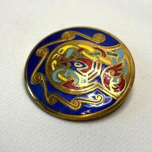 Book Of Kells Celtic Enamel Cloisonne Brooch Pendant